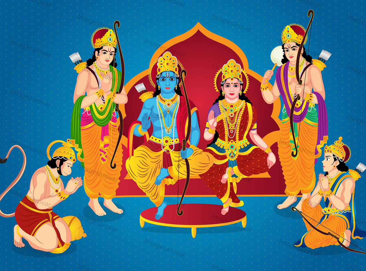 shri ram darbar vector illustration