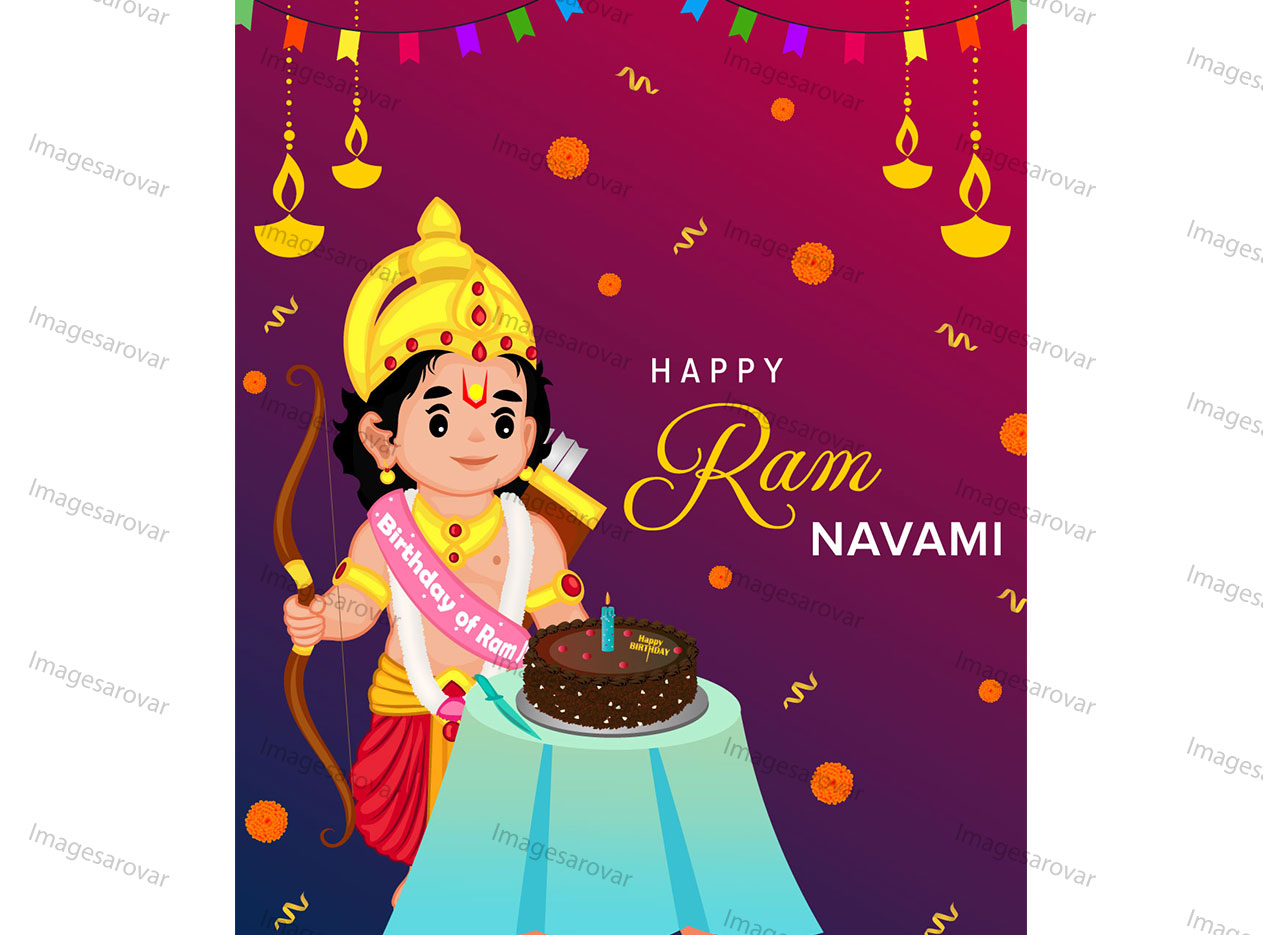 happy ram navami social media post template vector illustration
