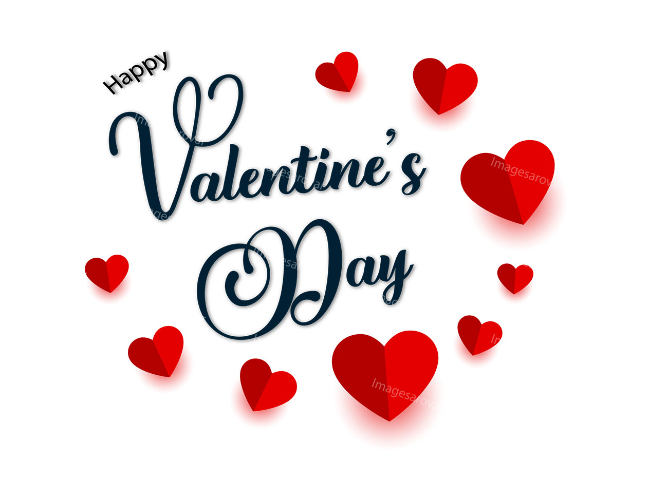 Happy Valentines Day Text With Hearts Vector Png