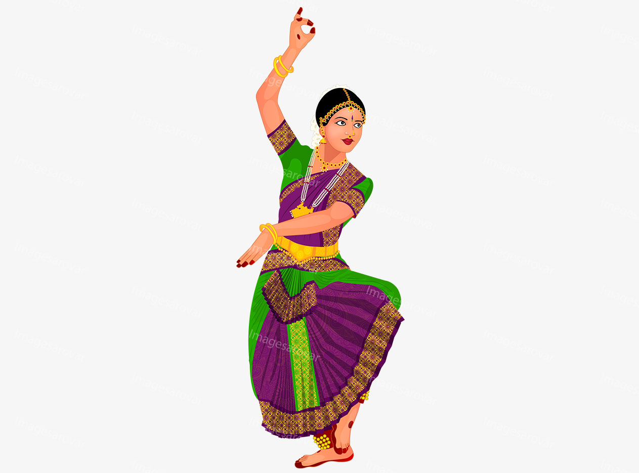 indian classical bharatnatyam dancer character vector illustration