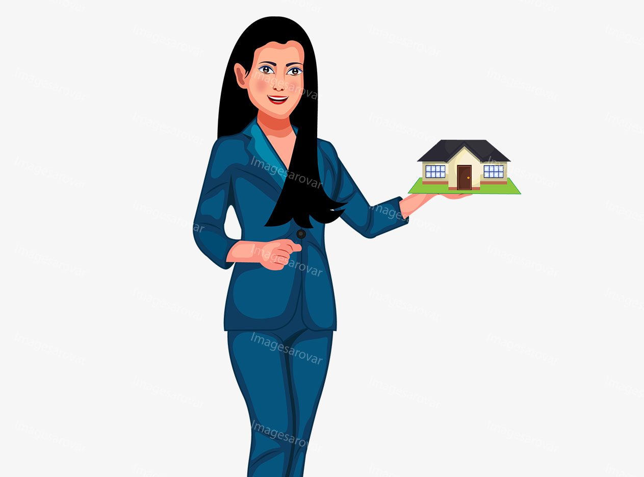 indian female real estate agent cartoon character vector illustration