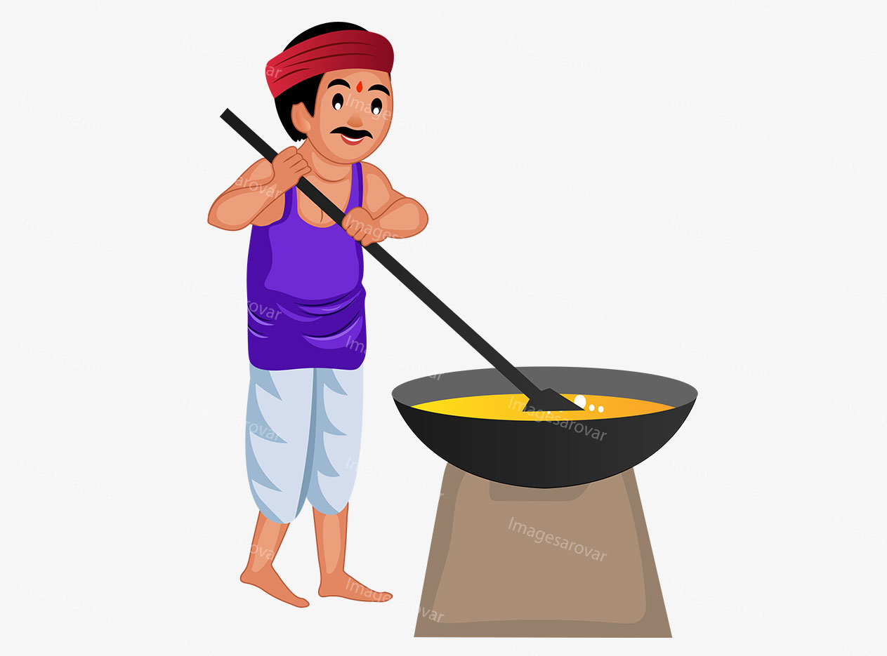 Indian Halwai Cartoon Character Vector Illustration