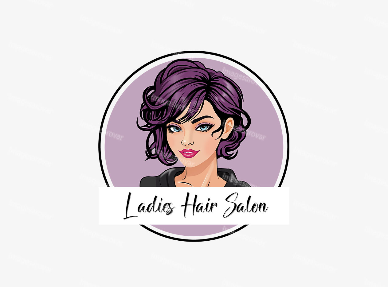 ladies hair salon mascot logo design vector illustration