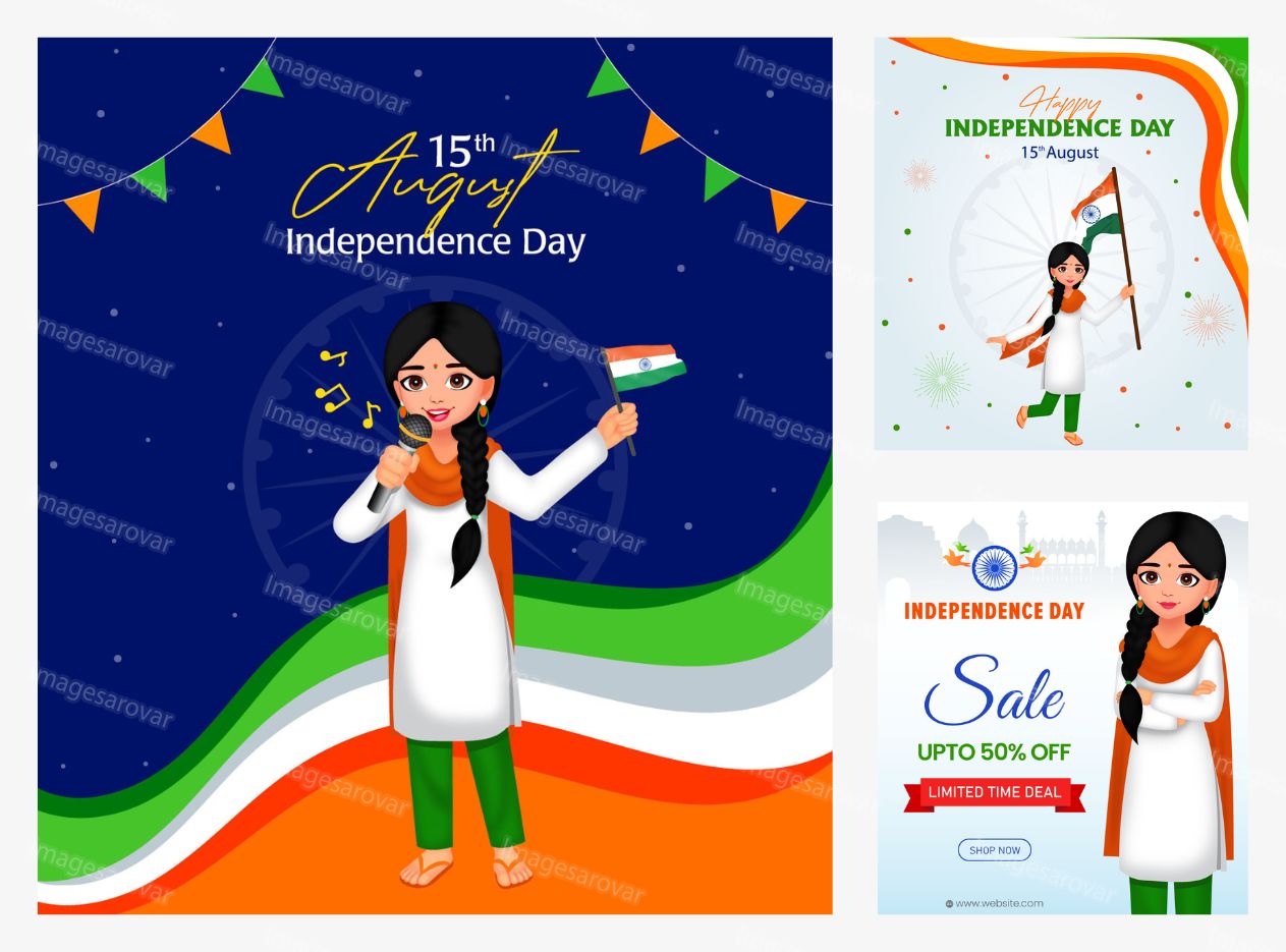 15 august independence day post design template pack