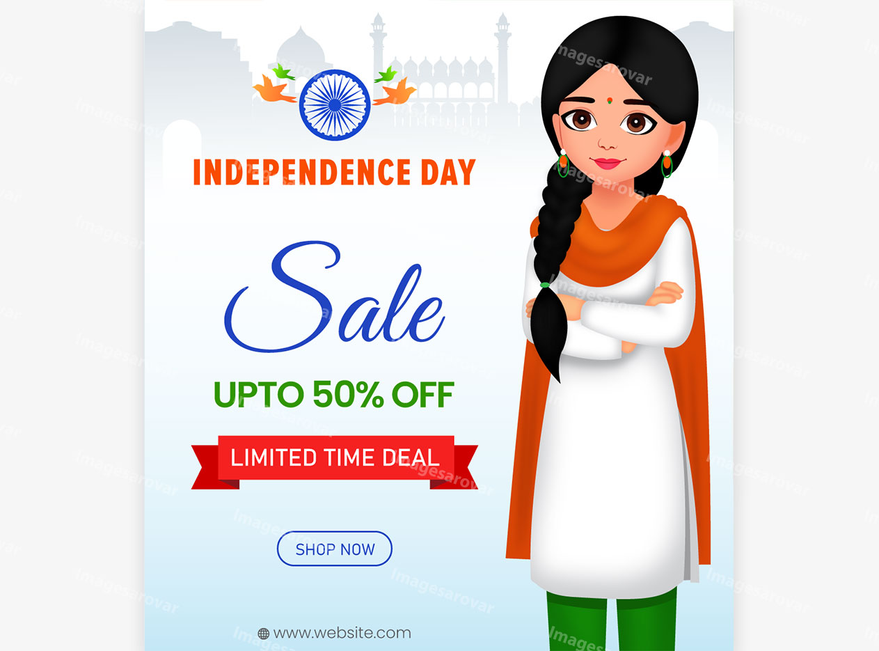 independence day sale post banner template vector