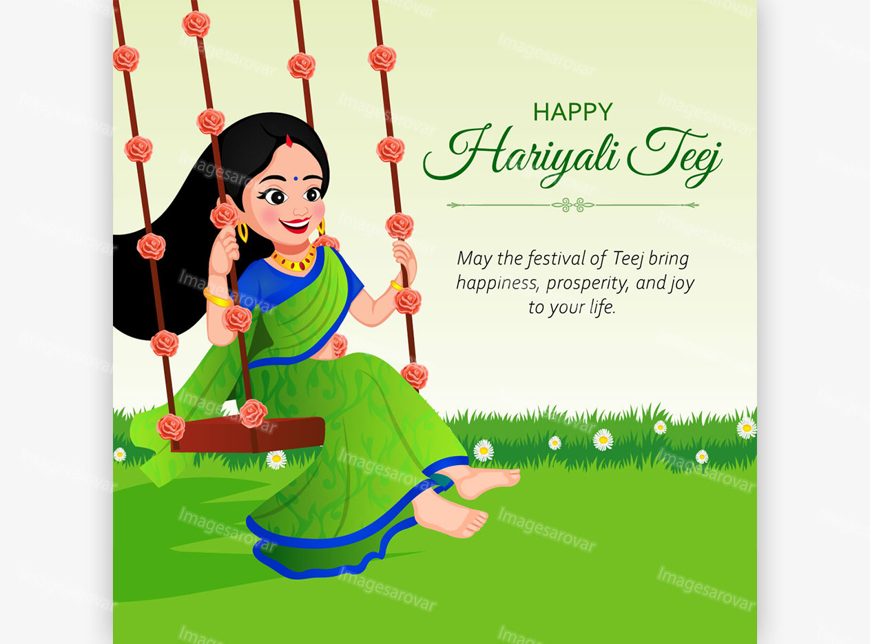 social media post template for hariyali teej wishes vector image
