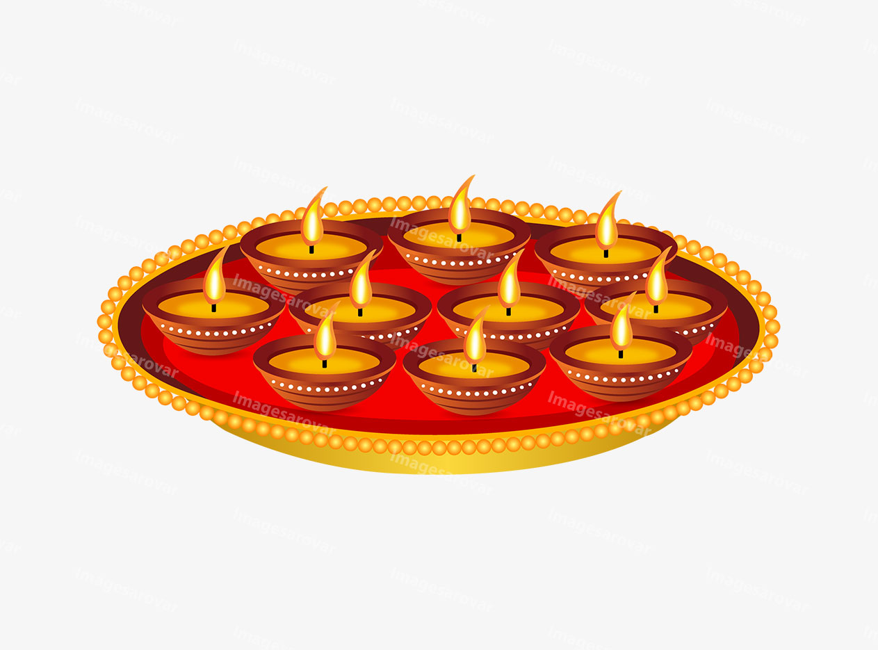 beautiful diwali diya thali vector illustration