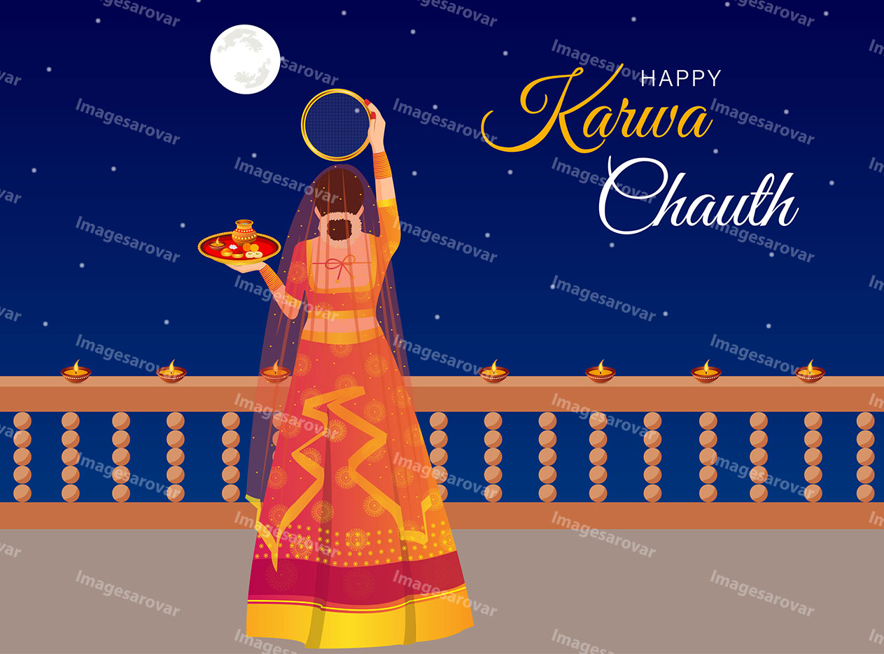 indian festival karwa chauth banner design vector illustration
