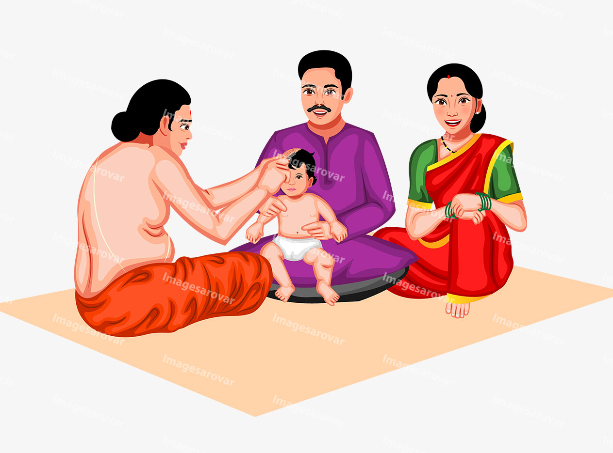 hindu mundan sanskar png vector illustration