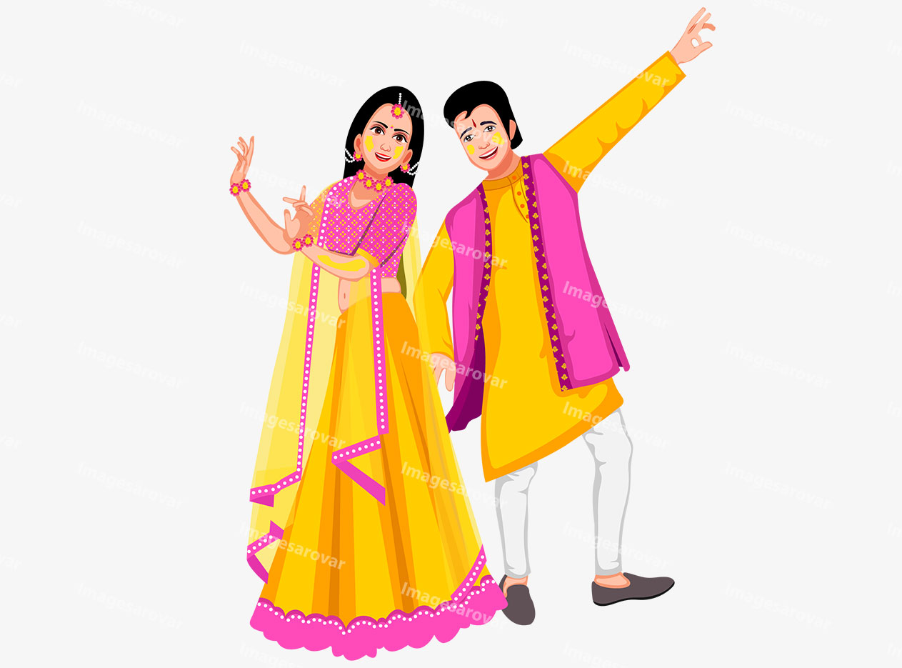 indian-bride-and-groom-dancing-in-haldi-ceremony-vector-illustration-pre-ghtu548