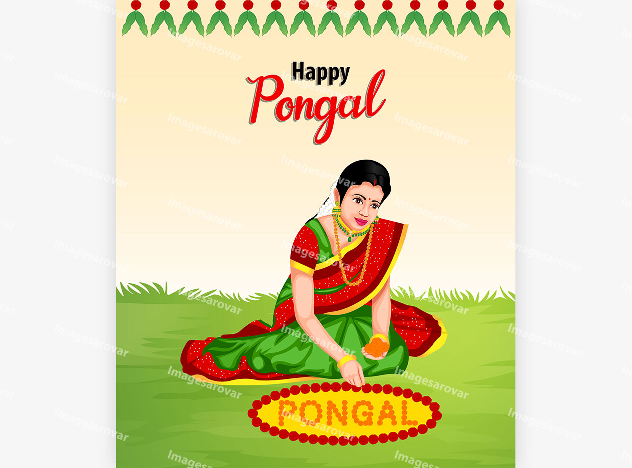 happy pongal festival banner design vector illustration