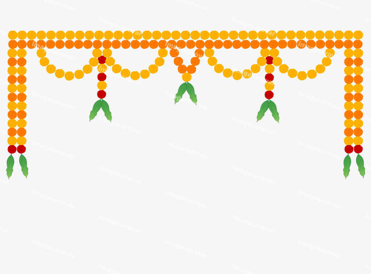 Indian Festival Door Toran Decoration With Marigold png Vector illustration