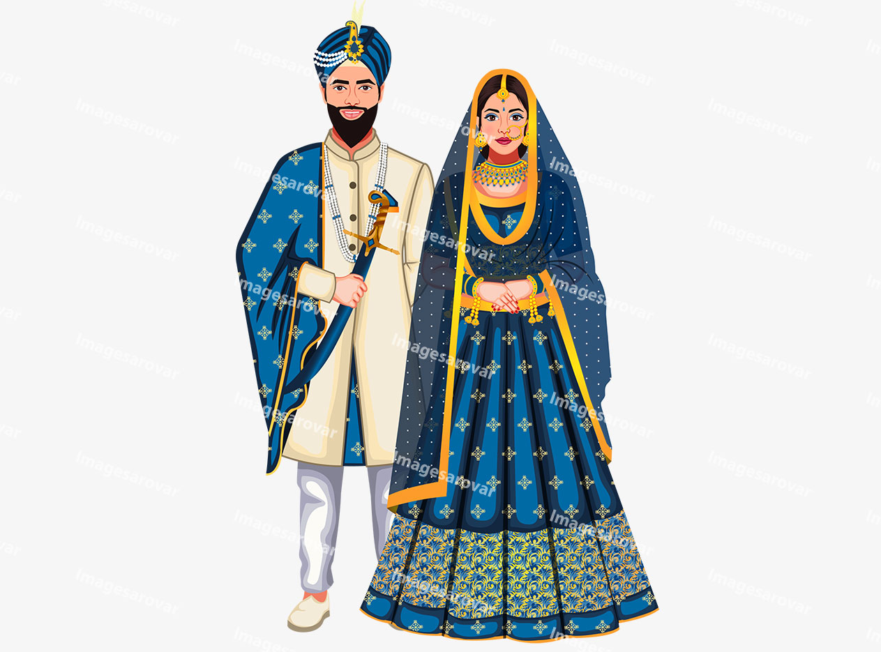 indian punjabi sikh wedding couple png vector illustration